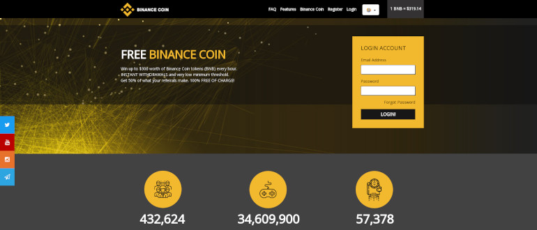 FreeBinanceCoin - кран криптовалюты Binance Coin (BNB)