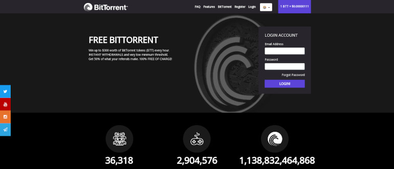 FreeBitTorrent - кран криптовалюты BitTorrent (BTT)