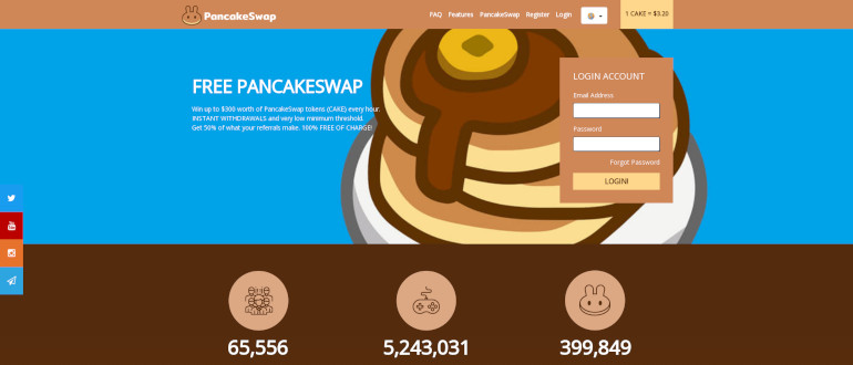 FreePancakeSwap - кран криптовалюты PancakeSwap (CAKE)